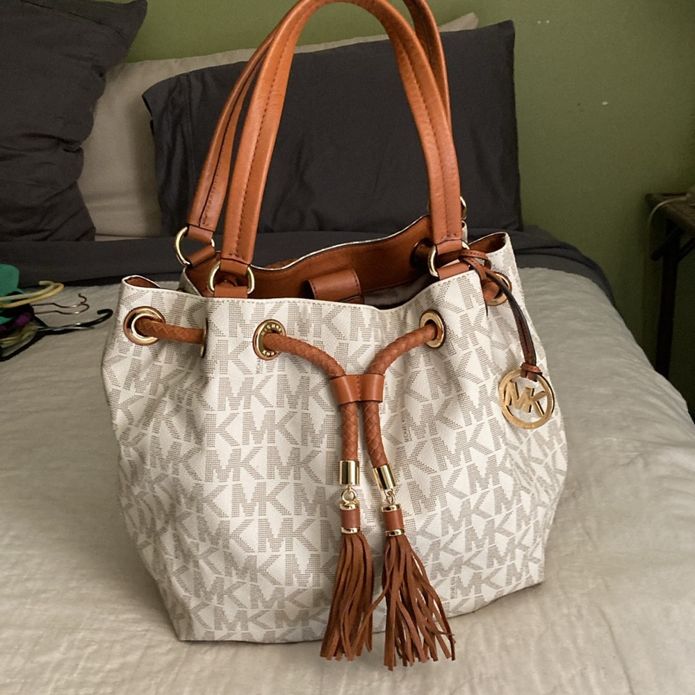 Michael Kors Signature Monogram Tote Bag with tassels